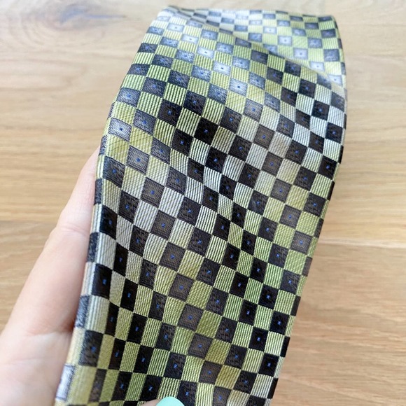 ALEXANDER JULIAN COLOURS Men's Silver/Green/Black Check Handmade Necktie sz OS - Picture 6 of 10
